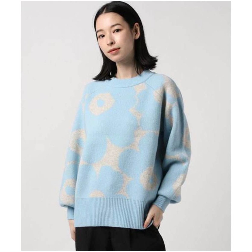 Marimekko Blue Poppy Wool Sweater Sz L